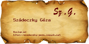 Szádeczky Géza névjegykártya